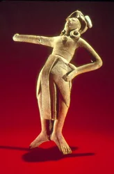 Figur eines heiligen Ballspielers, von der Insel Jaina, ca. 600-900 (Irdenware)